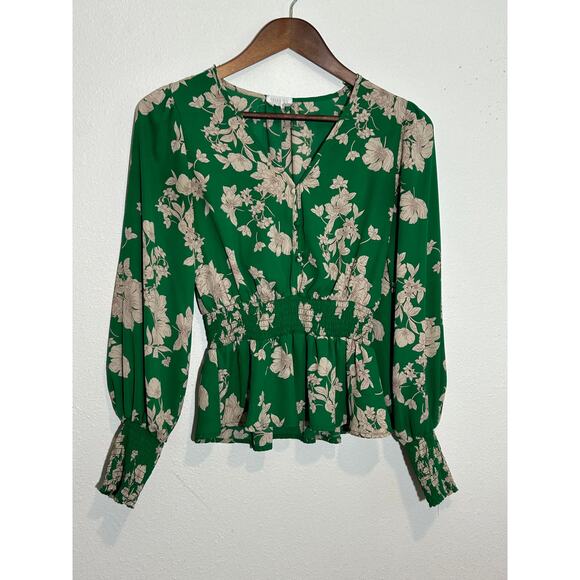 Sienna Sky Blouse Green with Beige Floral - Picture 1 of 2